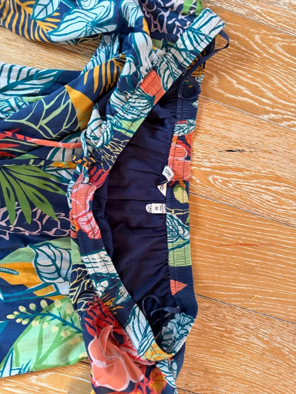 Tori Richard Navy Tropical Off-Shoulder Dress - Picture 4 of 11